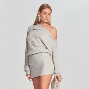 Retrofete Waverly Sweater Dress, Stone Gray - Size Medium